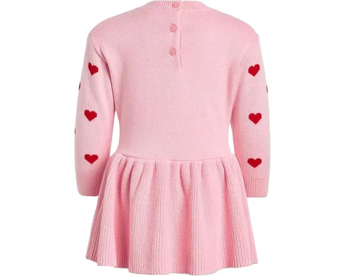 Janie and Jack платье-свитер для малышей с сердечками и длинными рукавами
