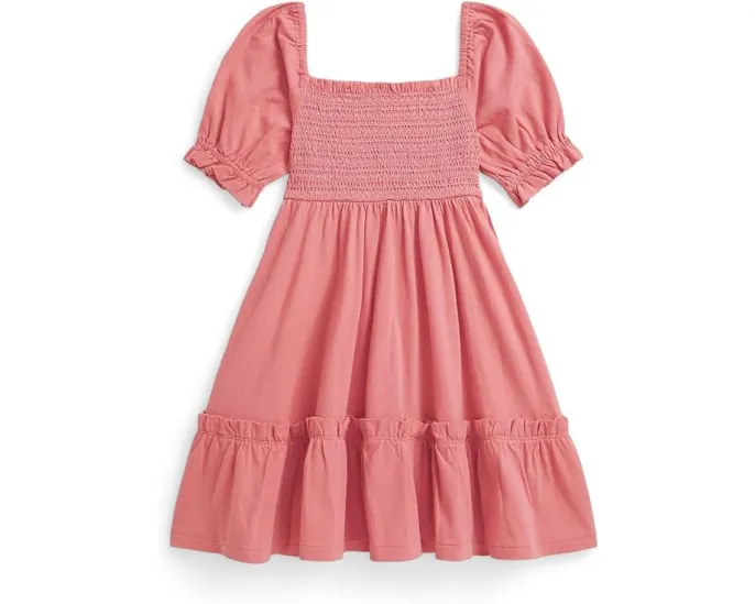 Платье из хлопкового джерси со сборками Polo Ralph Lauren Kids для малышей