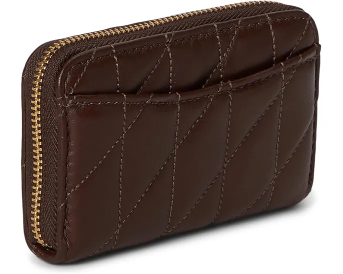 Маленький кардхолдер COACH с объемной стежкой и застежкой-молнией