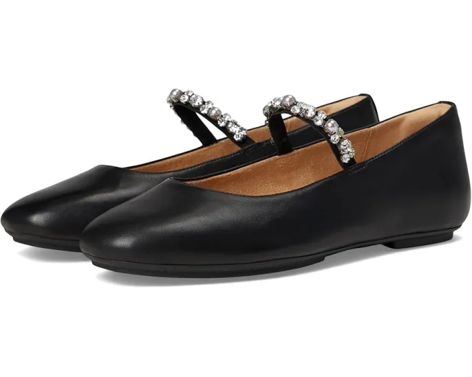 Балетки FitFlop Delicato Pearls-And-Crystal из мягкой кожи с кристаллами и жемчугом
