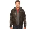 Куртка кожаная Levi's с капюшоном и искусственным мехом