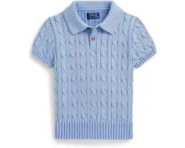 Детский свитер поло Polo Ralph Lauren Kids с жаккардовым узором и короткими рукавами