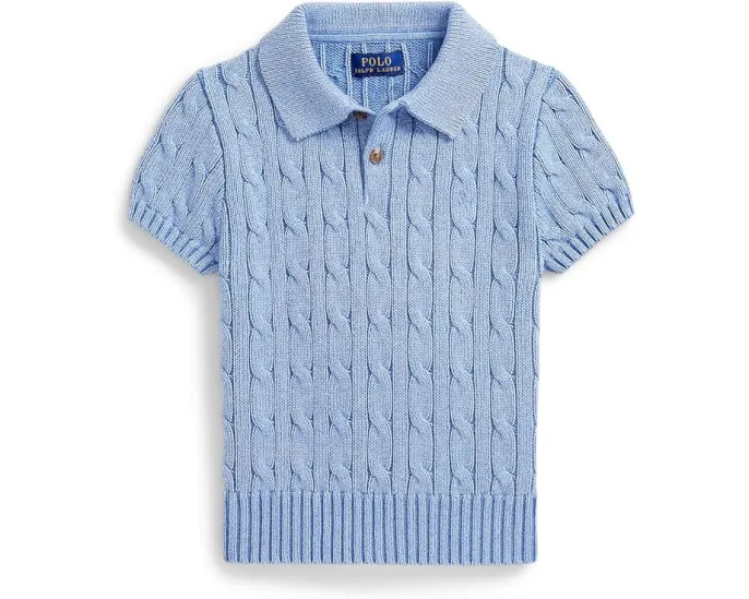 Детский свитер поло Polo Ralph Lauren Kids с жаккардовым узором и короткими рукавами