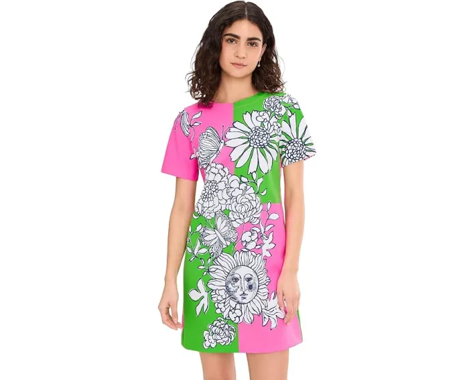 Платье Lilly Pulitzer Siera с круглым вырезом и коротким рукавом на молнии