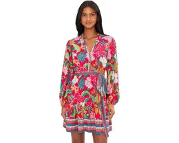 Короткое платье Short Printed Rayon с поясом на завязках от Adrianna Papell