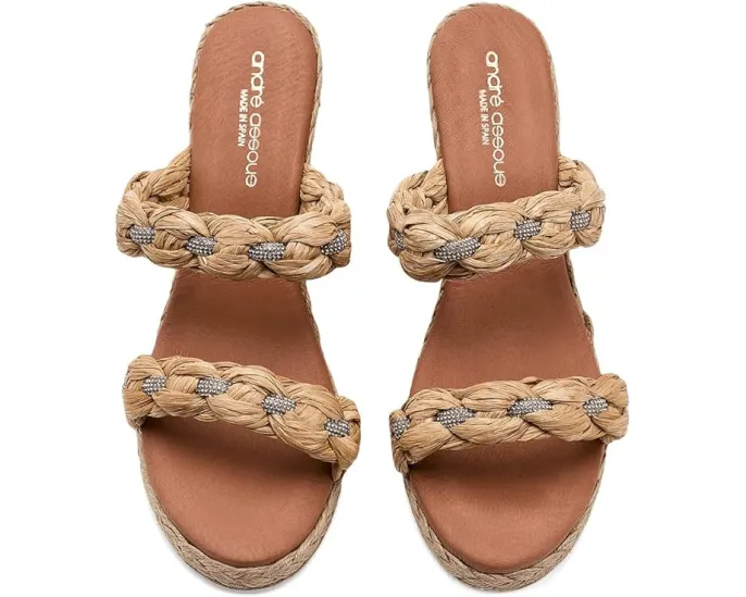 Босоножки Andre Assous Nolita Raffia на платформе из рафии с клиновидным каблуком