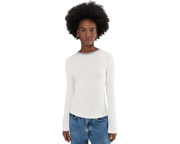 Vince футболка с длинным рукавом и контрастным воротником