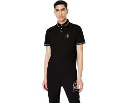 Поло Armani Exchange Black Gold Logo Patch с контрастной отделкой