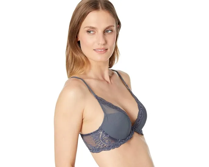 Бюстгальтер Natori Feathers Contour Plunge с кружевом и перьями на широких бретелях
