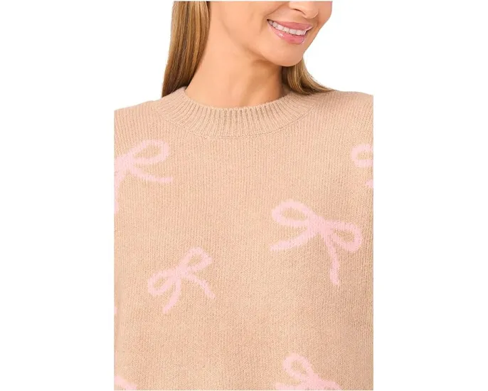 Свитер CeCe с круглым вырезом и жаккардовым узором в виде ленты