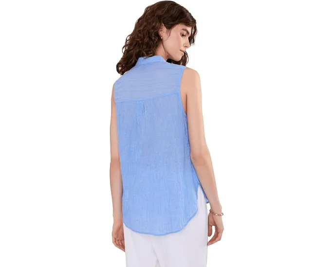 Рубашка Cotton Microstripe Eileen Fisher с воротником мандарин