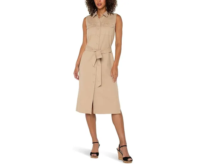 Liverpool Los Angeles Платье-рубашка без рукавов с разрезами