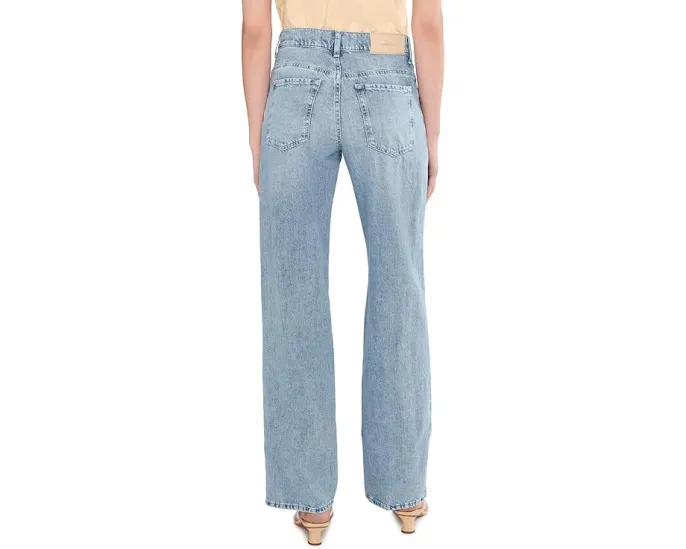 Джинсы 7 For All Mankind Stovepipe Straight с высокой посадкой из смеси хлопка и льна