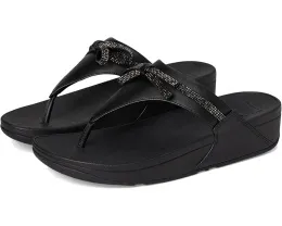 Сандалии FitFlop Lulu Glitz-bow с кожаным верхом и стразовым бантом