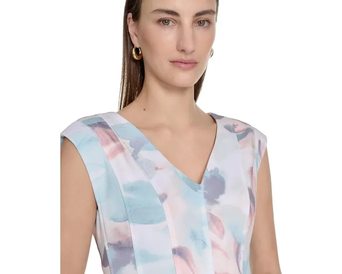 Цветочное платье Calvin Klein Printed Seamed с силуэтом трапеция