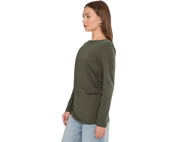 Длинный рукав Madewell Side Ruched Slub с боковыми сборками и прямым подолом