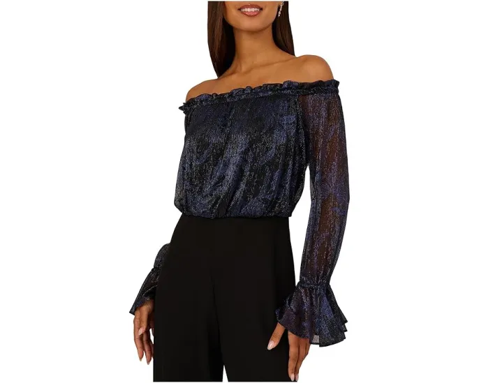 Комбинезон Adrianna Papell из креповой ткани с расклешенными рукавами