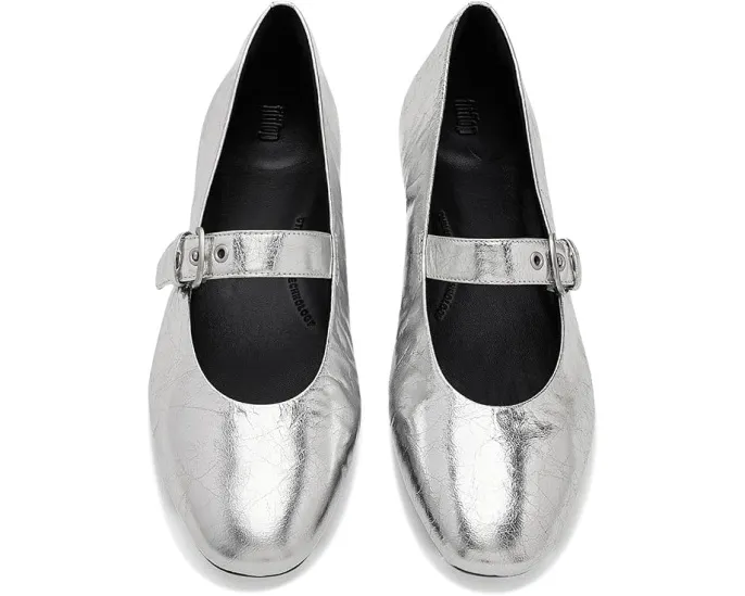 FitFlop Delicato Metallic Mary Janes на плоском ходу