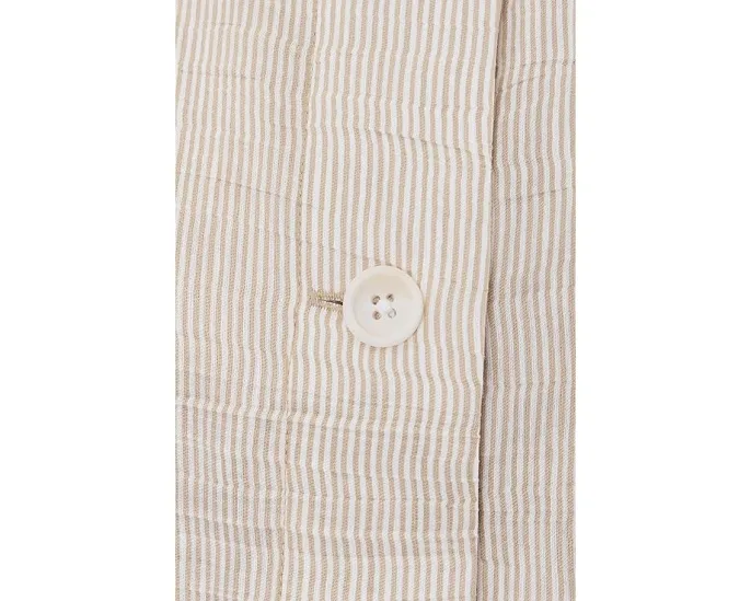 Striped Organic Linen Sheen Classic Collar Jacket