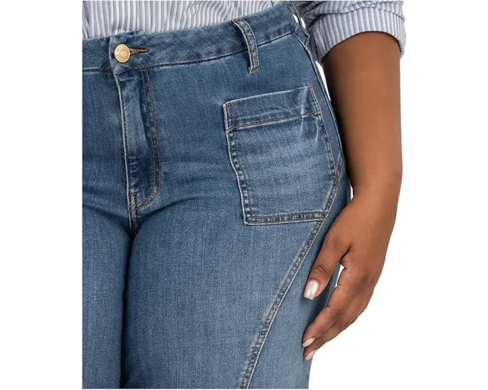 Джинсы KUT from the Kloth Plus Charlotte High Rise Wide Leg с накладными карманами спереди