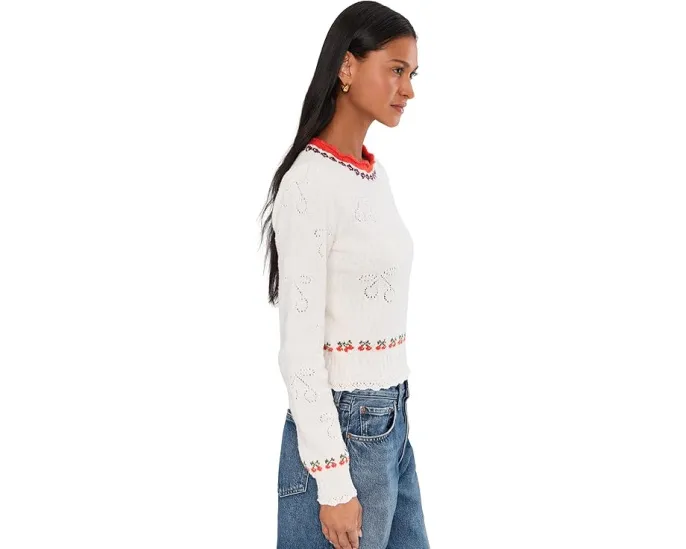 Облегающий кардиган Tilly Free People с ажурной вязкой и длинными рукавами