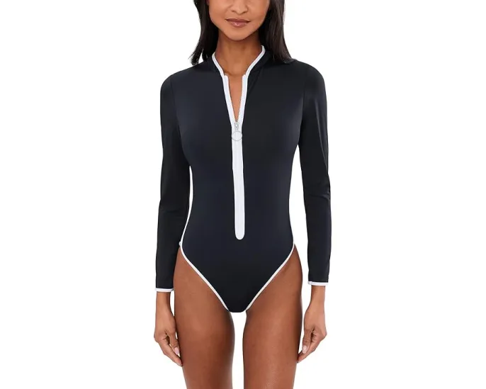 Цельнокроеный купальник Seafolly Collective с длинным рукавом и замком спереди
