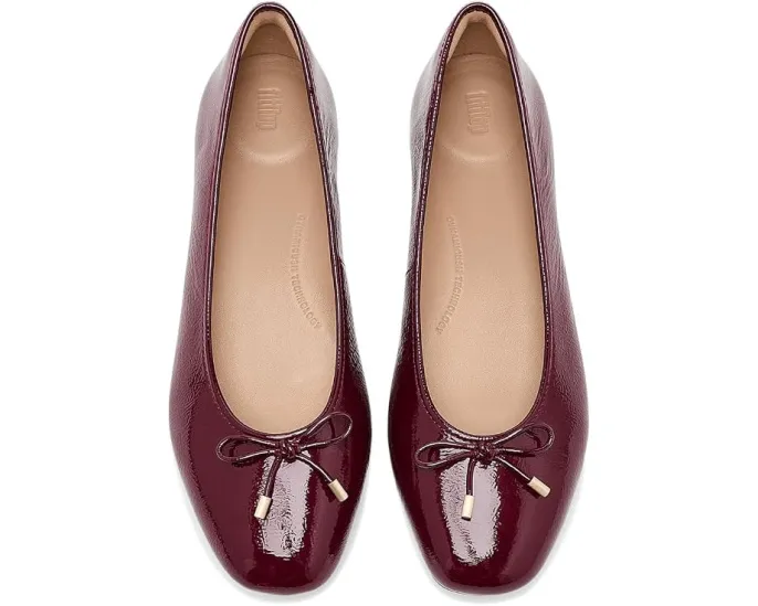 Балетки FitFlop Delicato Bow из лакированной кожи с бантом