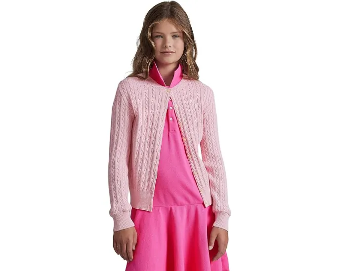 Кардиган Polo Ralph Lauren Kids из хлопка с рельефным узором для старших детей