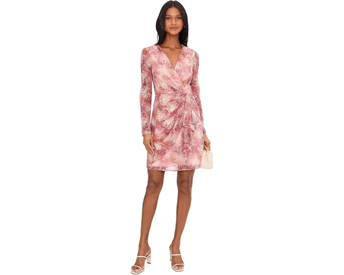 Платье Printed Metallic Crinkle с драпировкой от Adrianna Papell