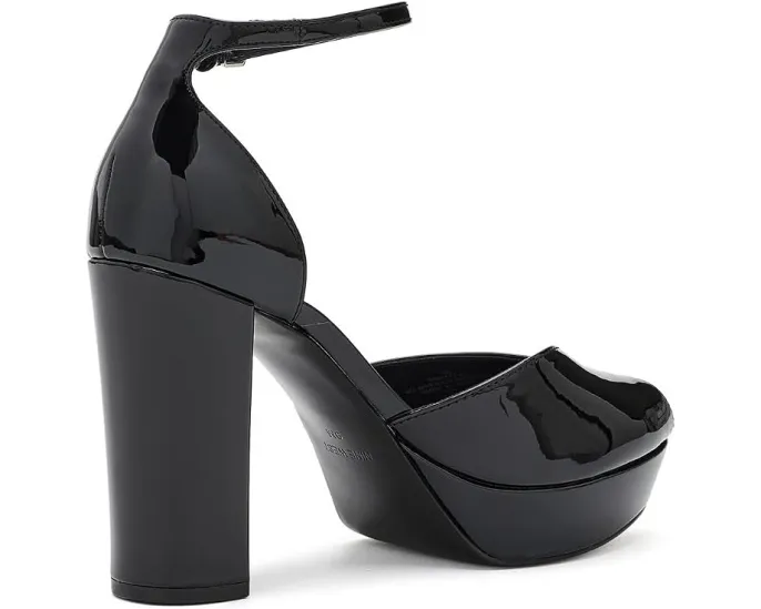 Лодочки Nine West Keela с блочным каблуком глянцевые лакированные черные