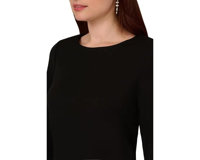 Короткое платье Adrianna Papell из крепа с рукавами три четверти и цветочными манжетами