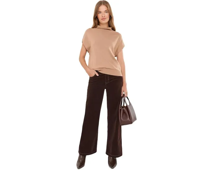 Вельветовые джинсы Petite Jeans Corduroy High-Rise Wide Leg KUT from the Kloth коричневые