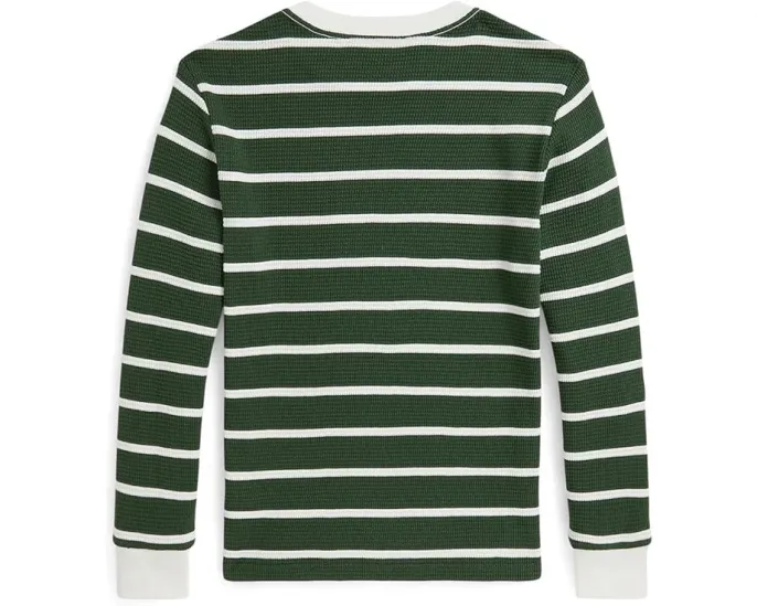 Длинный рукав в полоску из вафельной хлопковой ткани Polo Ralph Lauren Kids для детей
