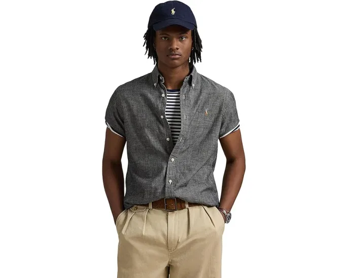 Рубашка Polo Ralph Lauren Classic Fit Chambray с коротким рукавом и поношенным видом
