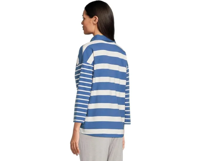 Поло L.L.Bean Heritage Mariner с разрезным воротником и рукавом три четверти в полоску