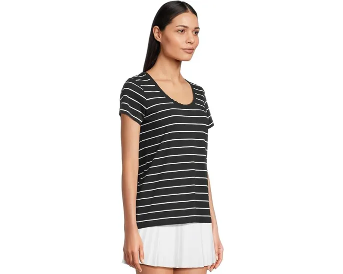 Мягкая футболка L.L.Bean из стрейч-супимы с круглым вырезом и коротким рукавом в полоску