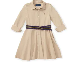 Платье-рубашка Polo Ralph Lauren из хлопка чинос с поясом для маленьких девочек