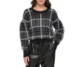 Свитер DKNY Long Sleeve Box Plaid с клеткой и круглой горловиной