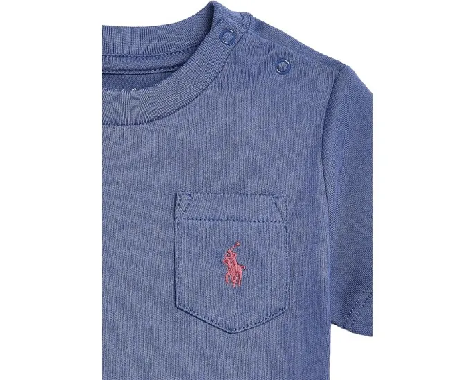 Детская хлопковая футболка с карманом Polo Ralph Lauren