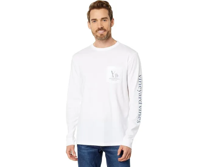Vineyard Vines Футболка Chair Lift с длинным рукавом и накладным карманом