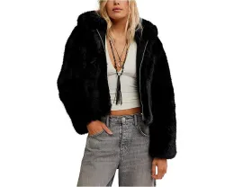 Куртка Free People Louder Please с капюшоном из искусственного меха и укороченным кроем