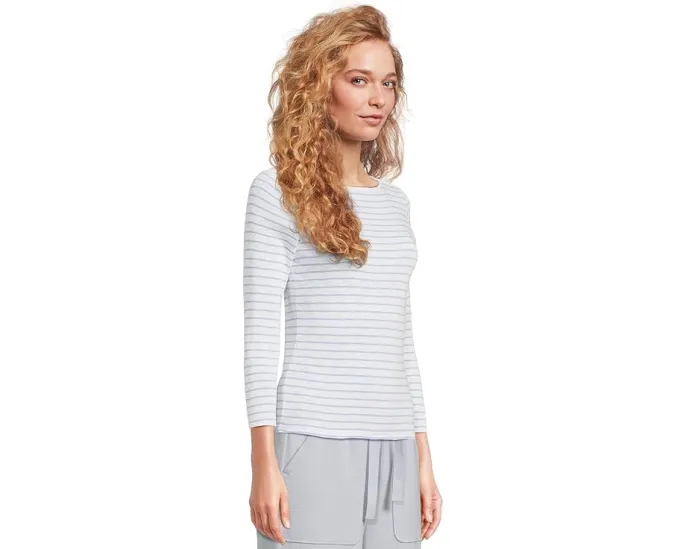 Футболка Lilla P Striped 3/4 Sleeve Boatneck с полосатым узором