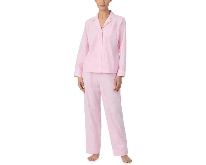 Пижамный набор Lauren Ralph Lauren Cotton Woven Long Sleeve Notch Collar PJ Set