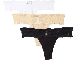 Трусы-стринги Cosabella Dolce Cotton 3-Pack из хлопковой смеси с кружевом