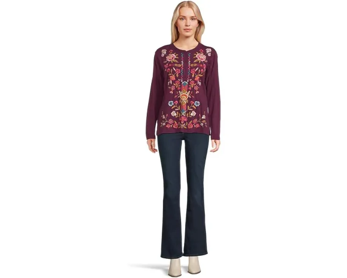 Блуза Raw Seam Henley с вышивкой и свободным кроем Johnny Was