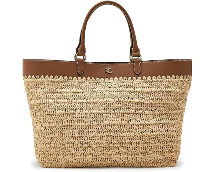 Соломенная сумка тоут Lauren Ralph Lauren Kyla с кожаной отделкой