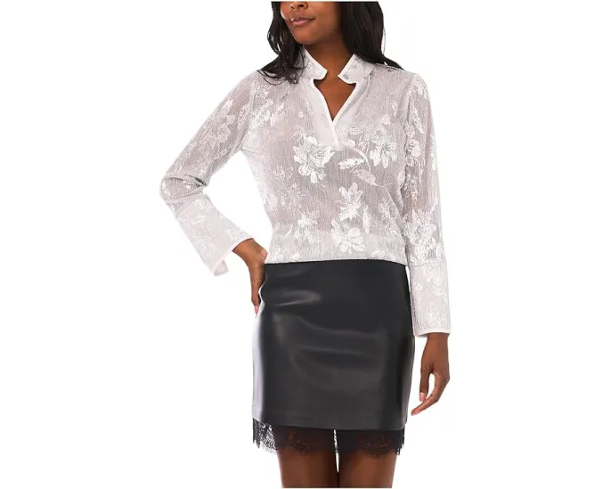 Блуза-туника Vince Camuto с V-образным вырезом и контрастными деталями