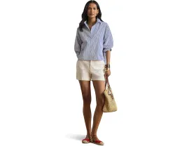 Полосатая укороченная рубашка Lauren Ralph Lauren из хлопка с высоко-низким подолом