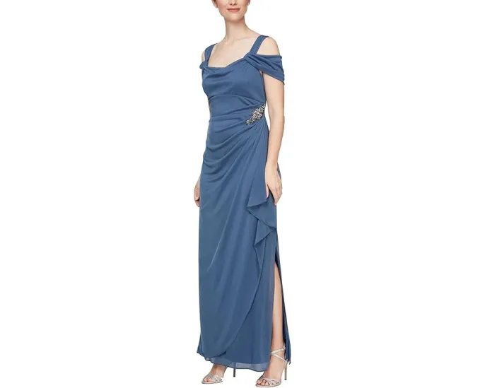Длинное платье Alex Evenings с холодными плечами и капюшоном-кап