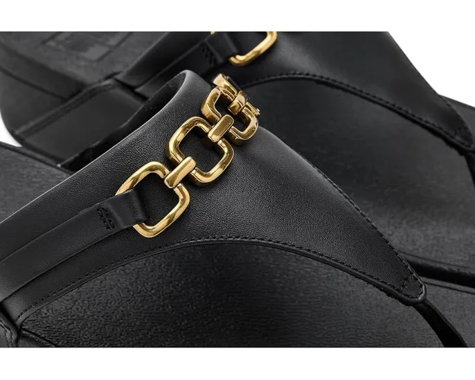 Сандалии FitFlop Lulu с квадратным носком и цепочкой из кожи